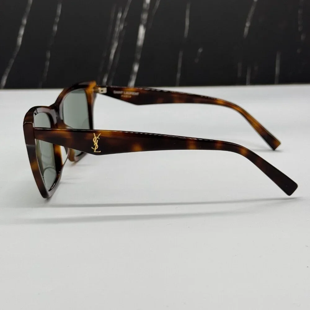 NEW SAINT LAURENT SLM104F 003 WOMEN CAT EYE HAVANA GREEN SUNGLASSES SL M104 003